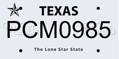 PCM0985 Texas License Plate