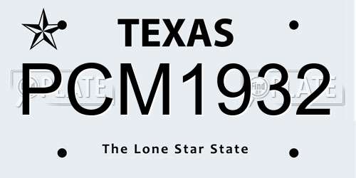 PCM1932 Texas License Plate