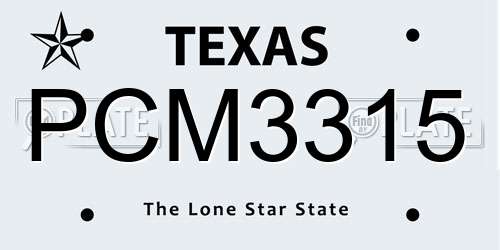 PCM3315 Texas License Plate