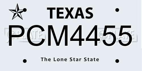 PCM4455 Texas License Plate