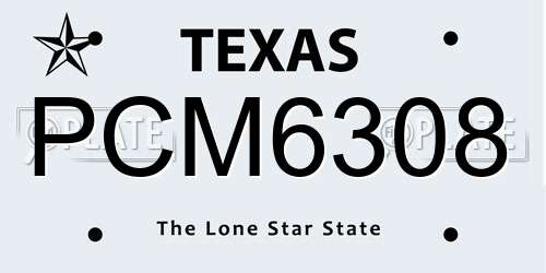 PCM6308 Texas License Plate