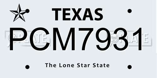PCM7931 Texas License Plate