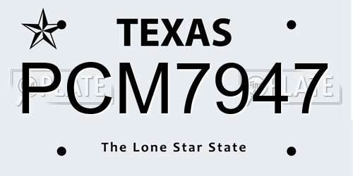 PCM7947 Texas License Plate