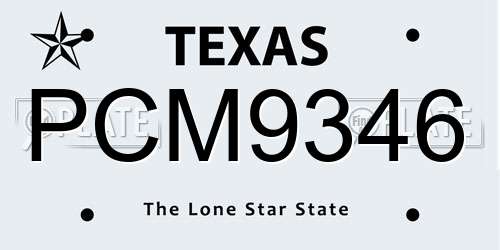 PCM9346 Texas License Plate
