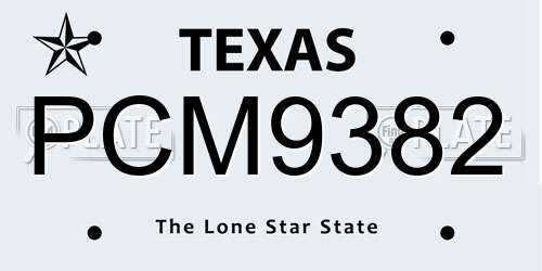 PCM9382 Texas License Plate