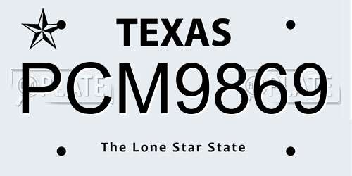PCM9869 Texas License Plate