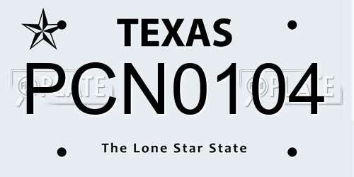 PCN0104 Texas License Plate