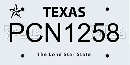PCN1258 Texas License Plate