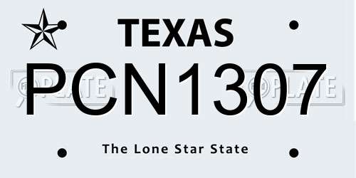PCN1307 Texas License Plate