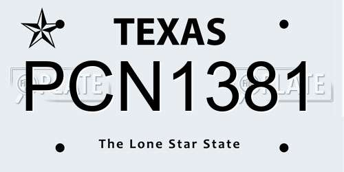 PCN1381 Texas License Plate
