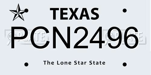 PCN2496 Texas License Plate