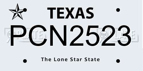 PCN2523 Texas License Plate