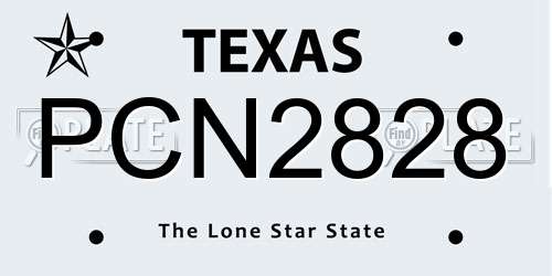 PCN2828 Texas License Plate
