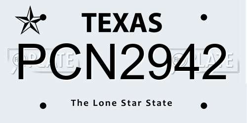 PCN2942 Texas License Plate