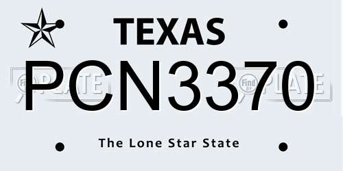 PCN3370 Texas License Plate
