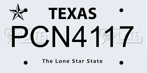 PCN4117 Texas License Plate
