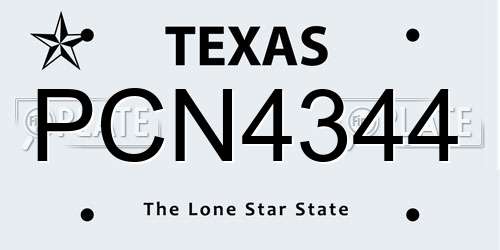 PCN4344 Texas License Plate