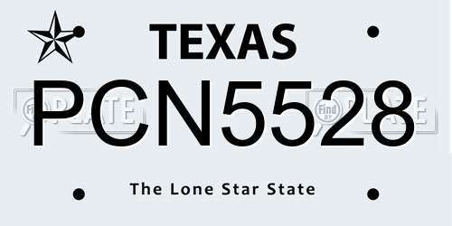 PCN5528 Texas License Plate