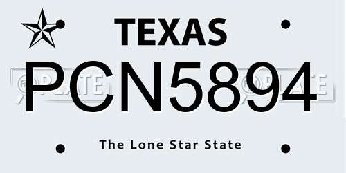 PCN5894 Texas License Plate
