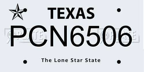 PCN6506 Texas License Plate