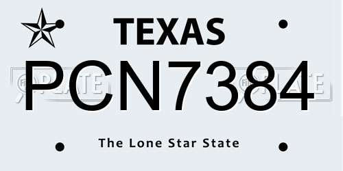 PCN7384 Texas License Plate