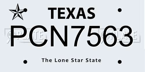 PCN7563 Texas License Plate