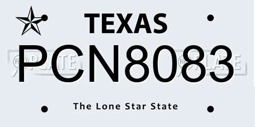 PCN8083 Texas License Plate