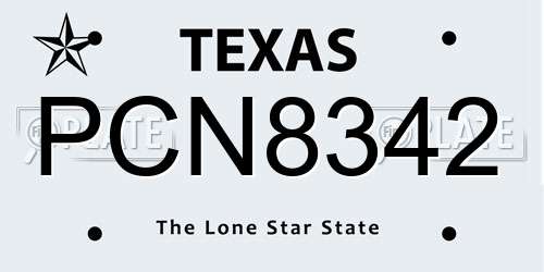 PCN8342 Texas License Plate