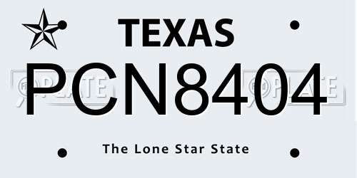 PCN8404 Texas License Plate
