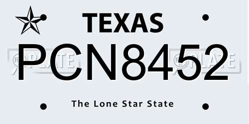 PCN8452 Texas License Plate