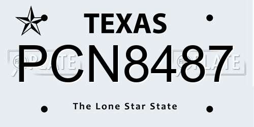 PCN8487 Texas License Plate