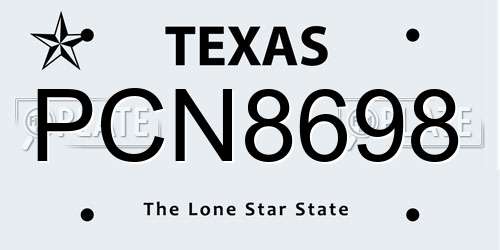 PCN8698 Texas License Plate