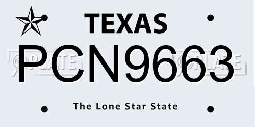 PCN9663 Texas License Plate