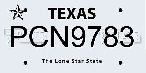 PCN9783 Texas License Plate