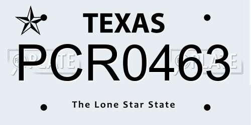 PCR0463 Texas License Plate
