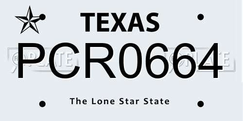 PCR0664 Texas License Plate