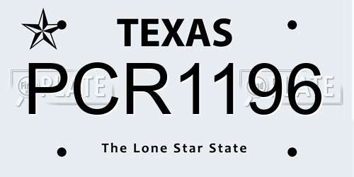 PCR1196 Texas License Plate