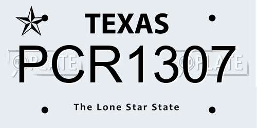 PCR1307 Texas License Plate