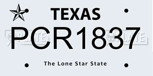 PCR1837 Texas License Plate