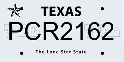 PCR2162 Texas License Plate