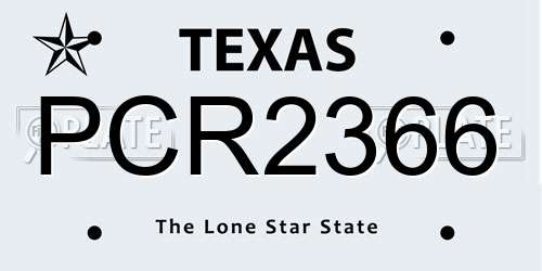 PCR2366 Texas License Plate