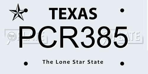 PCR385 Texas License Plate