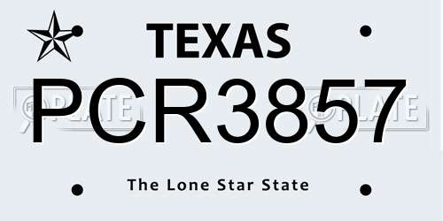 PCR3857 Texas License Plate