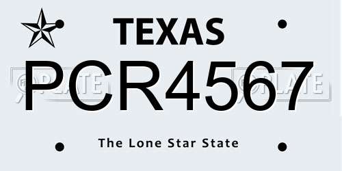 PCR4567 Texas License Plate