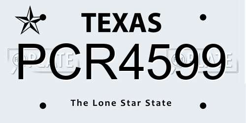 PCR4599 Texas License Plate