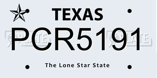 PCR5191 Texas License Plate