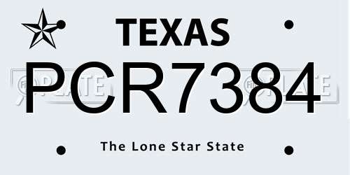 PCR7384 Texas License Plate
