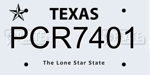 PCR7401 Texas License Plate
