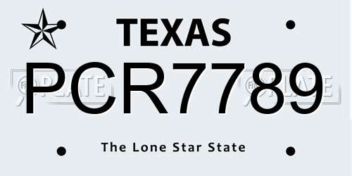 PCR7789 Texas License Plate