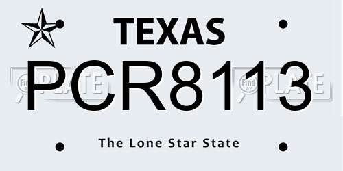 PCR8113 Texas License Plate
